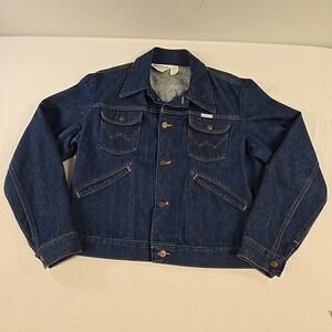 Vintage 70s Wrangler No Fault Denim Trucker Jacket 126PW Size 42 Sanforized Mint